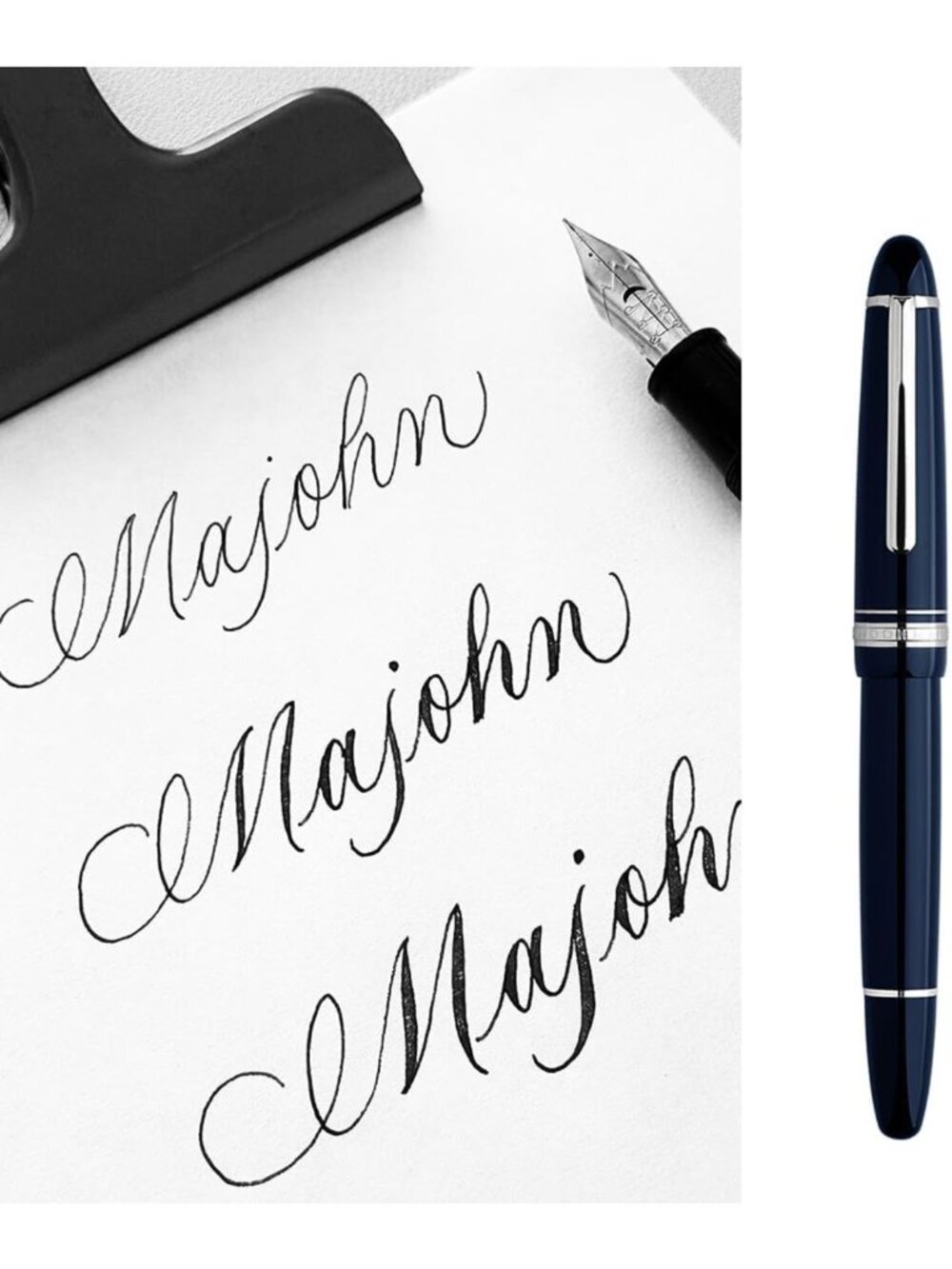 Elegant Dark Blue Resin Fountain Pen Set with Flex Nib for Smooth Writing